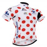 2015 Maillot Cyclisme Tour de France Blanc et Rouge Manches Courtes et Cuissard